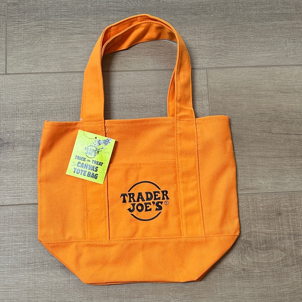 Trader Joe's Orange Canvas mini Tote Bag